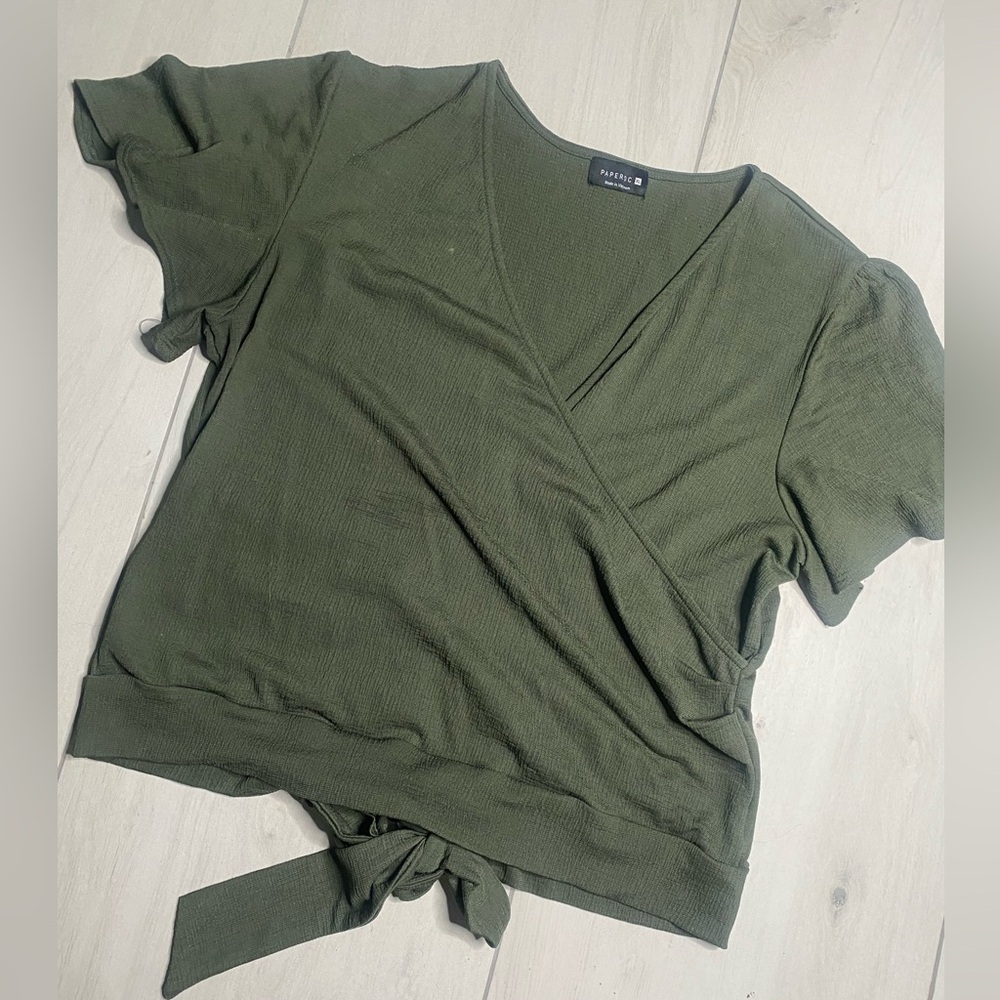 H&M Forest Green Wrap Blouse